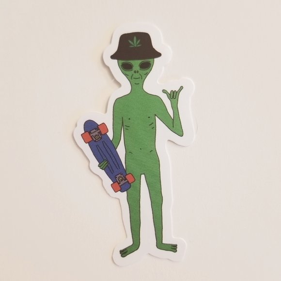 10/$10 Alien & Skateboard Sticker - Picture 1 of 1